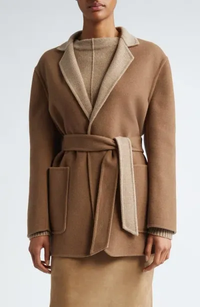 Max Mara Mirko Reversible Wrap Coat In Tobacco