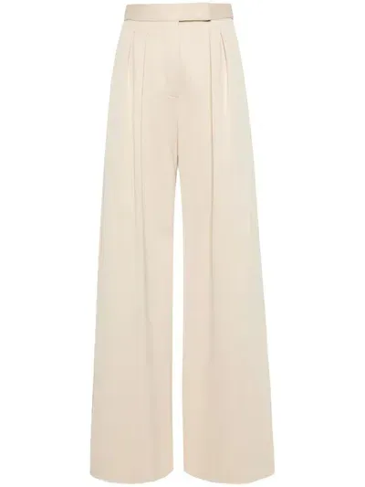 Max Mara Zinnia Wide-leg Pleated Trousers In Beige