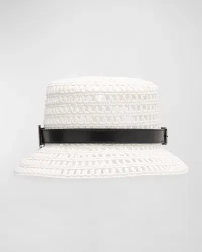 Max Mara Uccio Woven Belted Bucket Hat In White