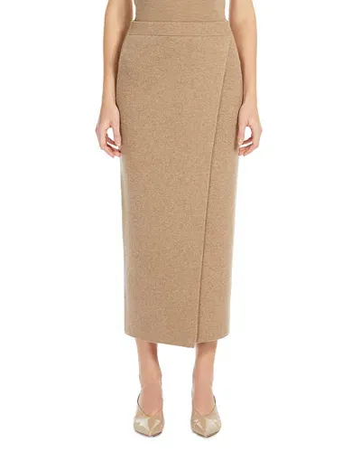 Max Mara Umbria Wool-cashmere Midi Skirt In Hazelnut Brown