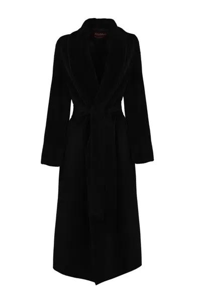 Max Mara Usa Coat In Alpaca And Wool In Nero