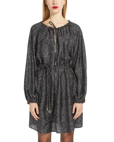 Max Mara Utilita Printed Silk Dress In Dark Grey