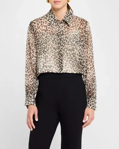 Max Mara Valzer Sheer Animal-print Shirt In Multicolor