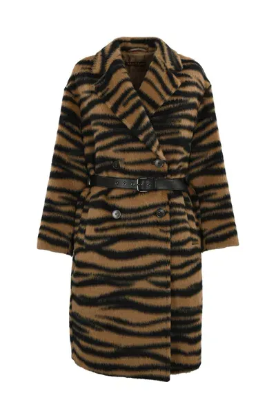 Max Mara Vidim Coat In Wool And Alpaca In Cammello/nero