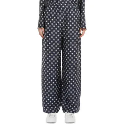 Max Mara Vik Medallion Silk Pants In Midnightblue