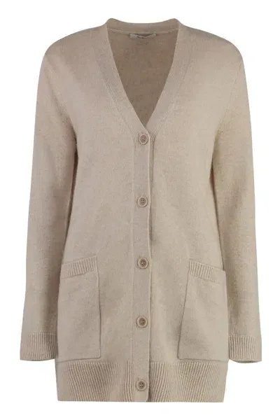 Max Mara Villar Wool And Cashmere Cardigan In Beige