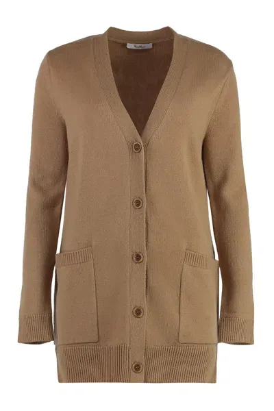 Max Mara Villar Wool And Cashmere Cardigan In Brown