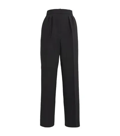 Max Mara Virgin Wool-blend Pleated Trousers In Black