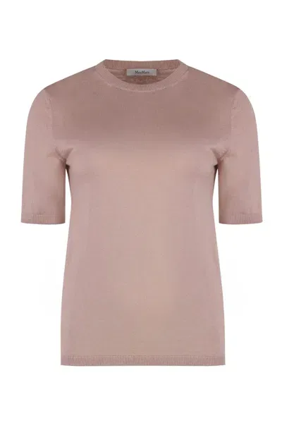 Max Mara Warren Short Sleeve Sweater In Pink