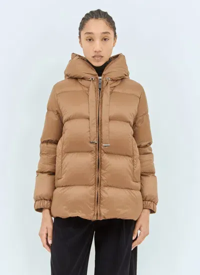 Max Mara Water-repellent Down Jacket In Brown