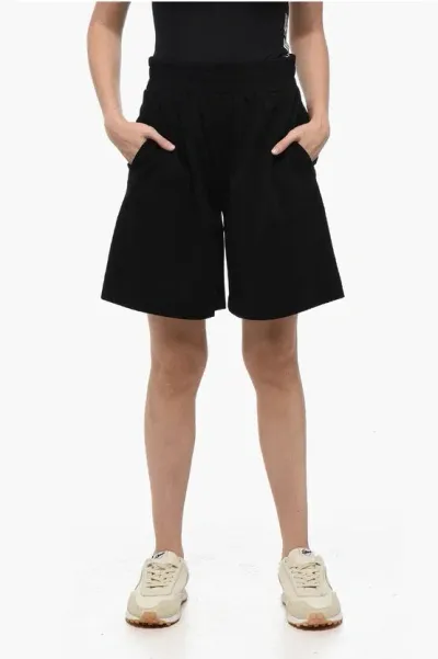 Max Mara Weekend Stretchy Cotton Zoraide Shorts With Flared Fit In Black