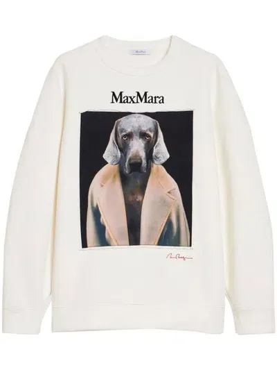 Max Mara Wegman Print Sweatshirt In White