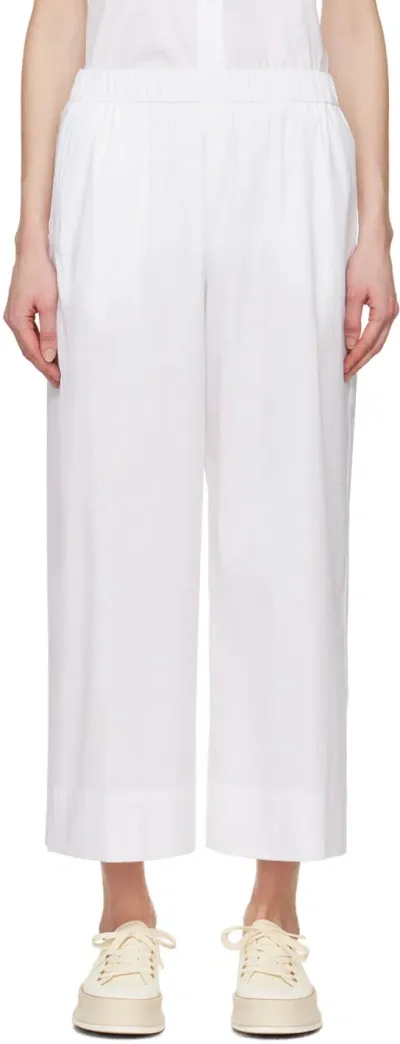 Max Mara Esperia Cotton Blend Poplin Pants In White