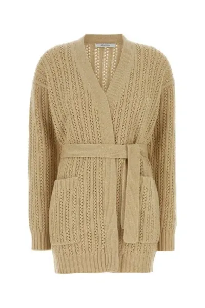 Max Mara Beige Wool Blend Balzac Cardigan In Brown