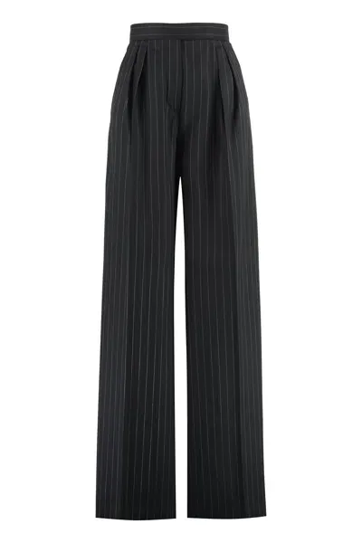 Max Mara Baba Wool Wide-leg Trousers In Black