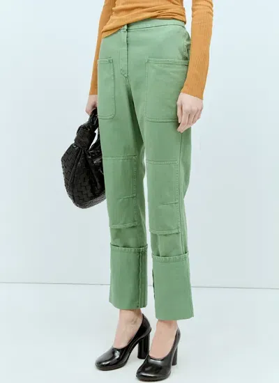 Max Mara Cotton Drill Slim-fit Trousers In Green