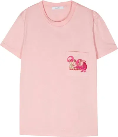 Max Mara Pink Cotton Logo Embellishment T-shirt