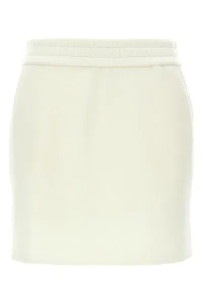 Max Mara Onagro Wool Blend Jersey Mini Skirt In White