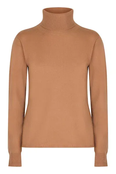 Max Mara Long-sleeve Knitted Top In Beige