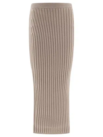 Max Mara Wool And Cashmere Knit Skirt In Gray