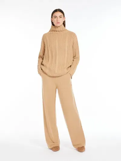 Max Mara Wool And Cashmere Polo-neck Jumper In Brown