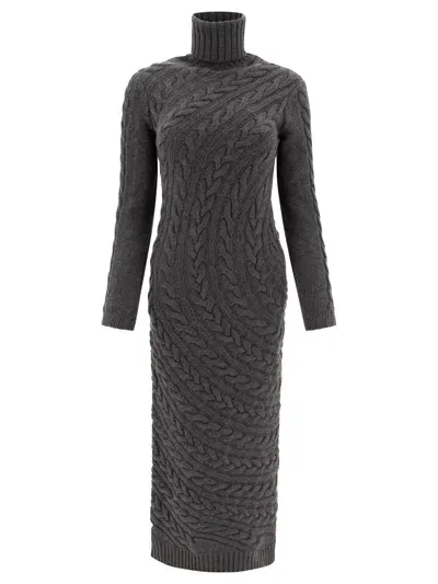 Max Mara Wool And Cashmere Slim-fit Dress Dresses Grey