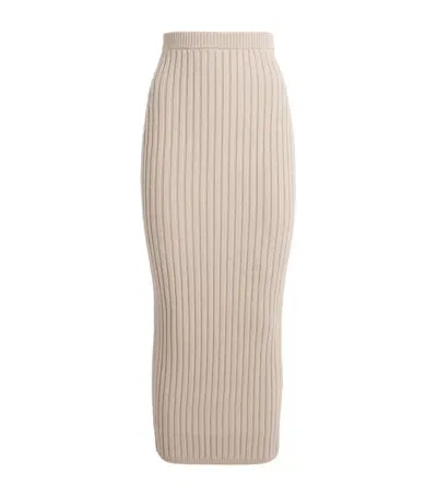 Max Mara Wool-cashmere-blend Maxi Skirt In Beige