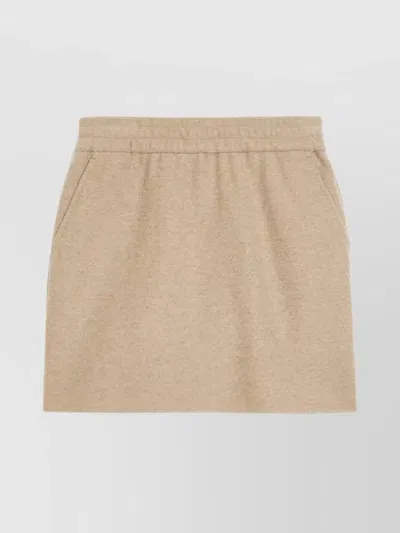 Max Mara Wool Cashmere Blend Skirt With Side Pockets In Brown