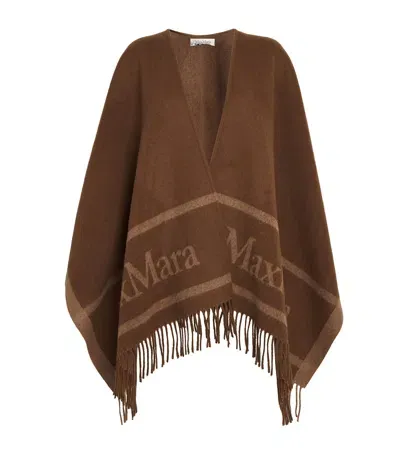 Max Mara Wool Hilde Wrap Poncho In Brown