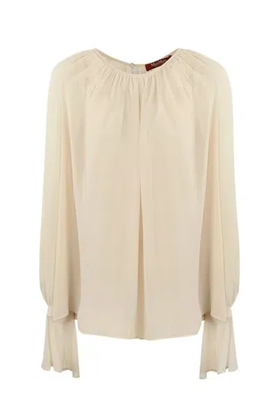 Max Mara Yelina Silk Georgette Blouse In Silver