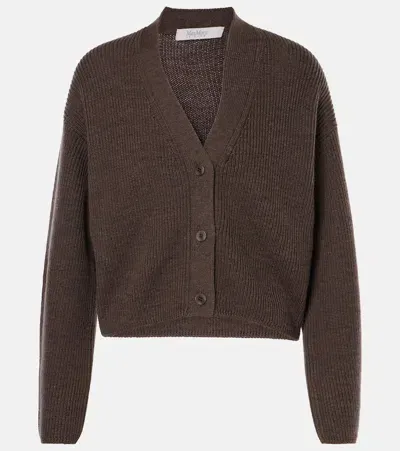 Max Mara York Wool Cardigan In Brown