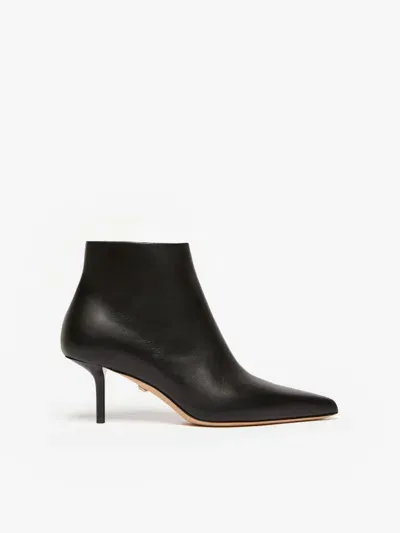 Max Mara Black Leather Zip Ankle Boots