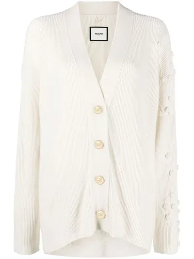 Max & Moi Cashmere V-neck Cardigan In Nude