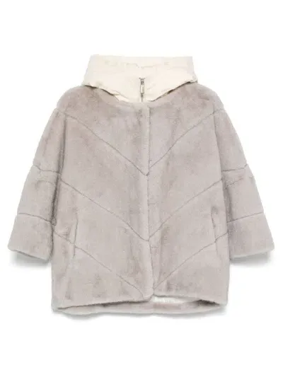 Max & Moi Faux-fur Coat In Grey