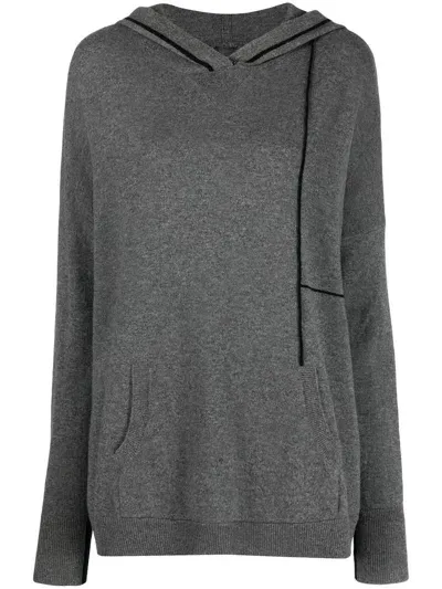 Max & Moi Thread-detail Cashmere Hoodie In H22darkgrey