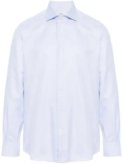 Mazzarelli Spread-collar Cotton Shirt In Blue