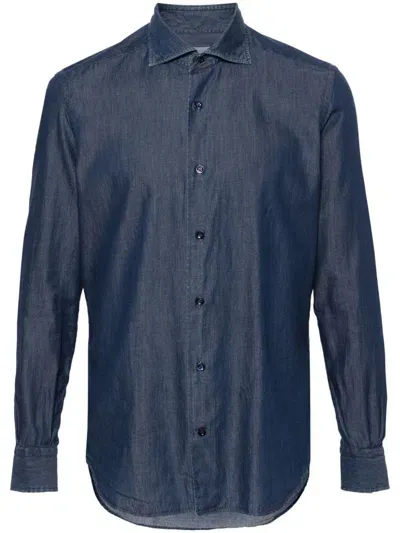 Mazzarelli Cotton Shirt In Blue