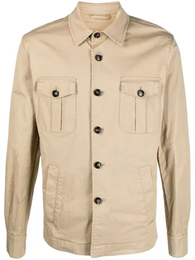 Mazzarelli Stretch-cotton Shirt Jacket In Neutrals