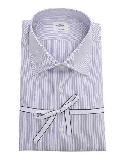 Mazzarelli Striped Cotton Shirt In Blue