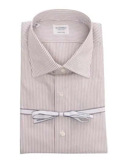 Mazzarelli Striped Cotton Shirt In Brown