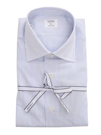 Mazzarelli Striped Cotton Shirt In Light Blue