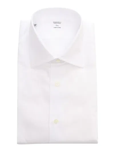 Mazzarelli White Cotton Slim Fit Shirt