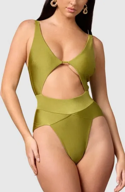 Mbm Swim Aspire One-piece Swimsuit In Olive