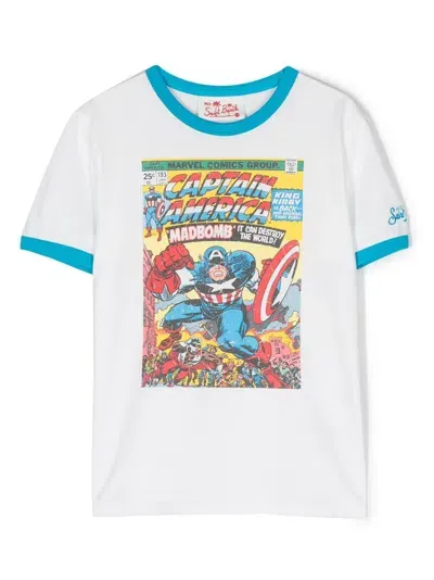 Mc2 Saint Barth Kids' Captain America Graphic-print T-shirt In White