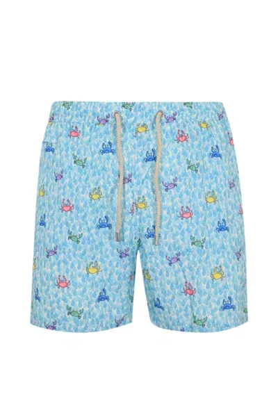 Mc2 Saint Barth Crab-print Swim Shorts In Blue