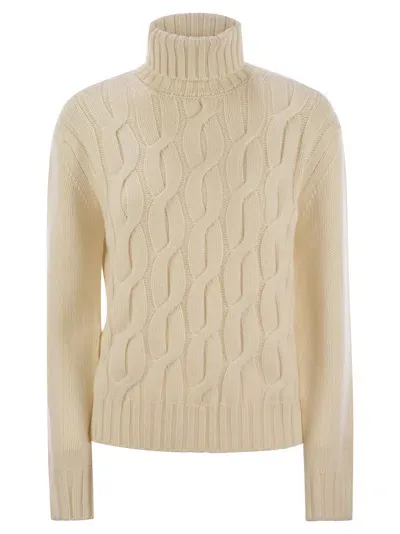 Mc2 Saint Barth Giverny - Cable-knit Turtleneck Jumper In White