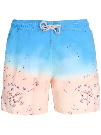 Mc2 Saint Barth Gustavia Placed Swim Shorts In Blue