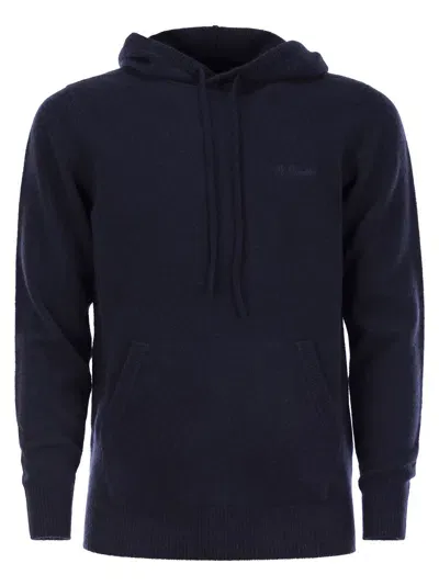 Mc2 Saint Barth Mahony - Hooded Lambswool Jumper In Navy