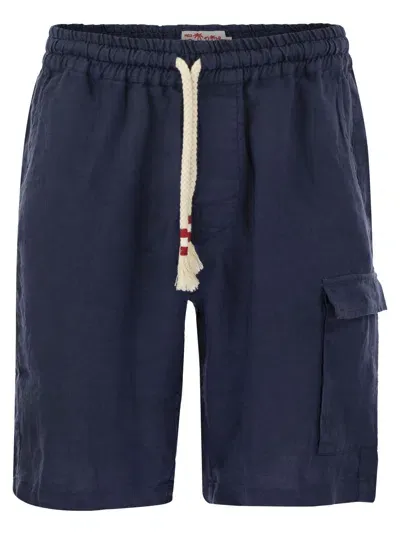 Mc2 Saint Barth Marseille - Linen Bermuda Shorts In Blue