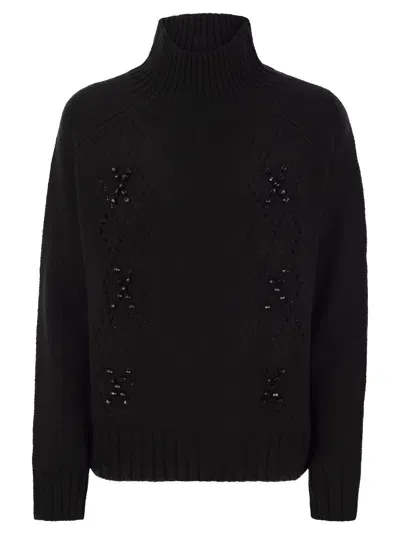 Mc2 Saint Barth Meghan - Turtleneck Jumper With Accessories In Black